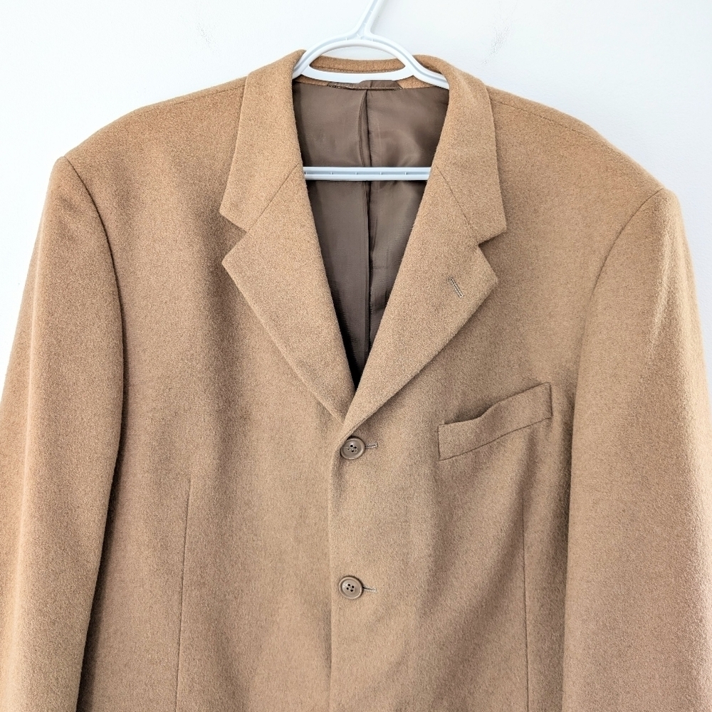 Vintage Camel Hair Sport Coat Men 42S Beige Retro Blazer 3 Buttons - Picture 2 of 10